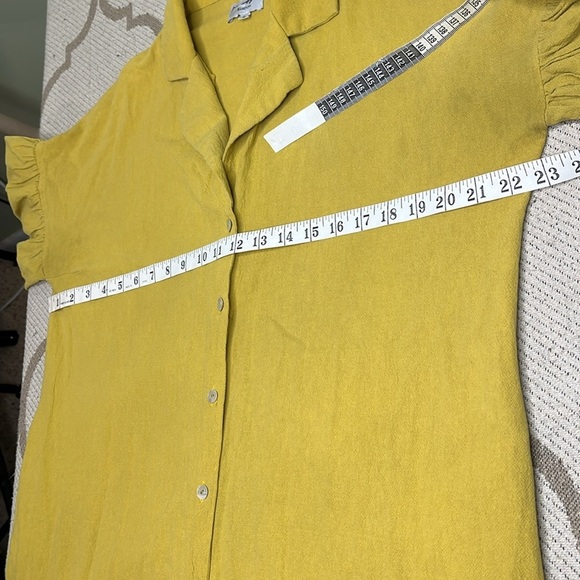 Margo Baridon Relaxed midi dress Yellow puff sleeve button down dress size large - Picture 7 of 17